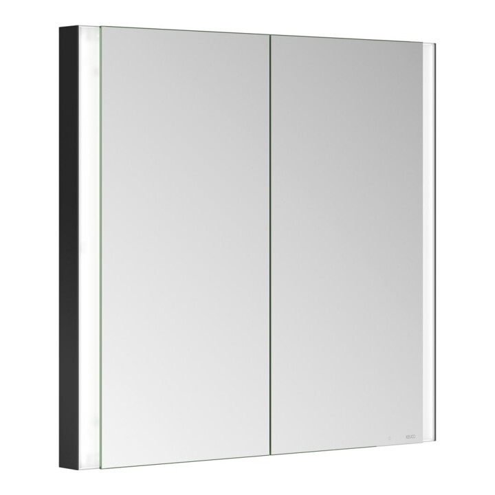 Keuco Spiegelschrank 2-türig Somaris 80x71x11,5cm, schwarz matt, Wandeinbau