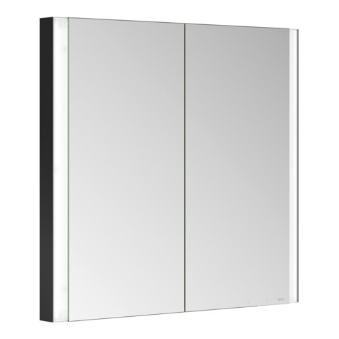 Keuco Spiegelschrank 2-türig Somaris 80x71x11,5cm, sw ma, WE, Spiegelheizung