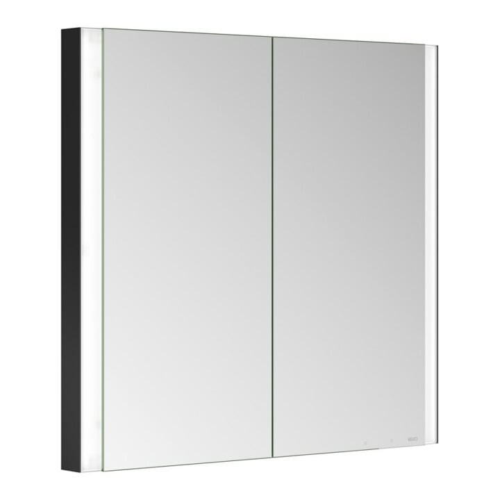 Keuco Spiegelschrank 2-türig Somaris 80x71x11,5cm, sw ma, WE, Spiegelheizung
