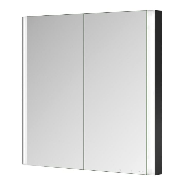 Keuco Spiegelschrank 2-türig Somaris 80x71x11,5cm, sw ma, WE, Spiegelheizung