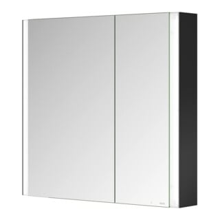 Keuco Spiegelschrank 2-türig Somaris 80x71x12,7cm, sw ma, Vorbau, asym.
