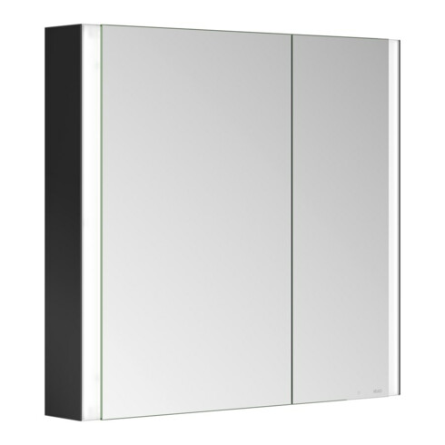 Keuco Spiegelschrank 2-türig Somaris 80x71x12,7cm, sw ma, Vorbau, asym.