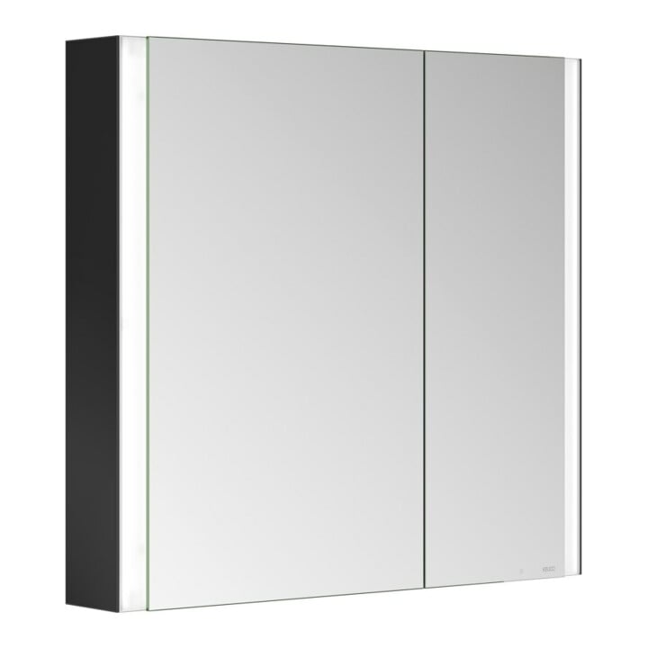 Keuco Spiegelschrank 2-türig Somaris 80x71x12,7cm, sw ma, Vorbau, asym.
