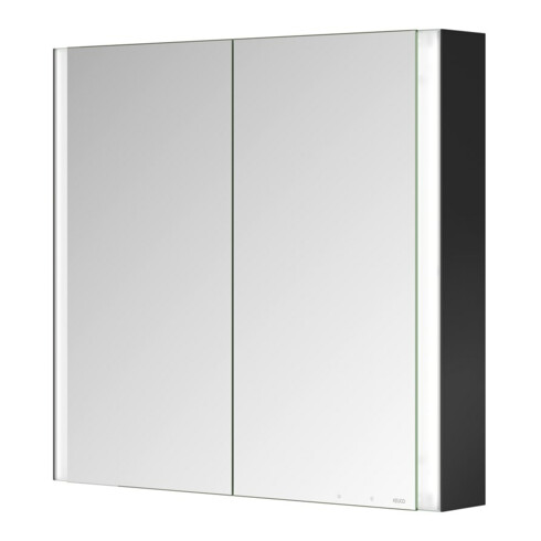 Keuco Spiegelschrank 2-türig Somaris 80x71x12,7cm, sw ma, Vorbau, Spiegel-Hz.