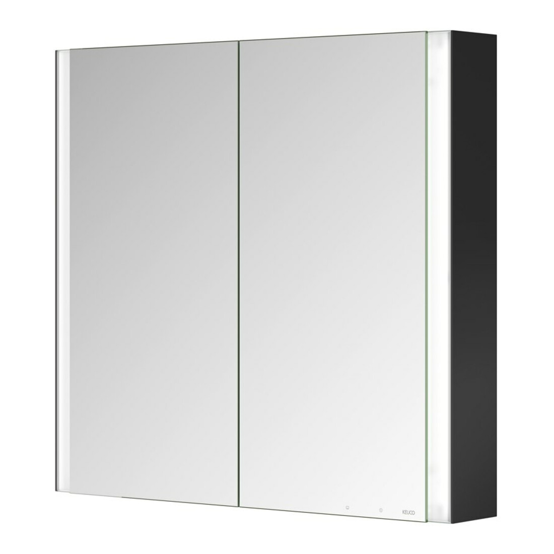Keuco Spiegelschrank 2-türig Somaris 80x71x12,7cm, sw ma, Vorbau, Spiegel-Hz.