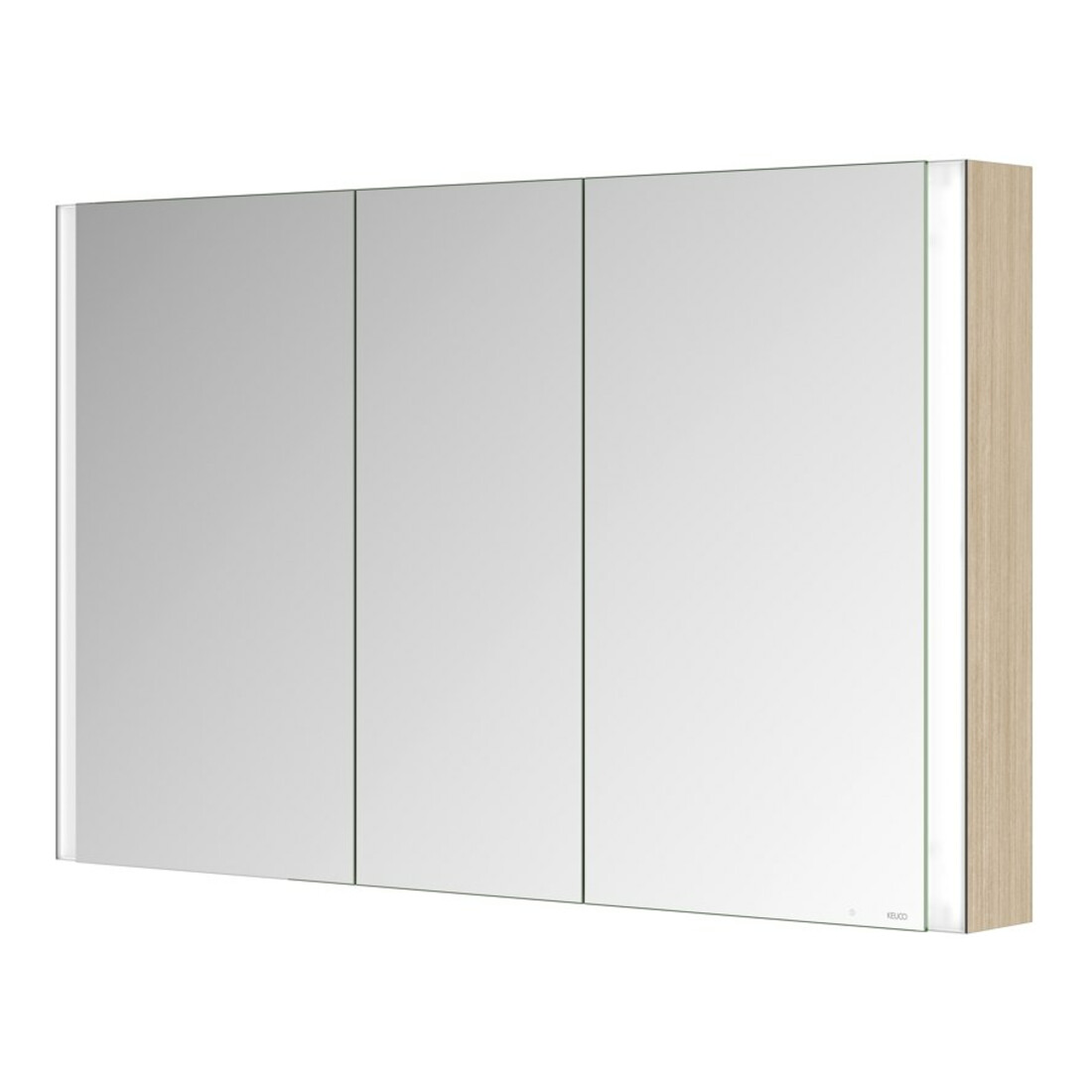 Keuco Spiegelschrank 3-türig Somaris 120x71x12,7cm, Vorbau, Eiche hell Dekor