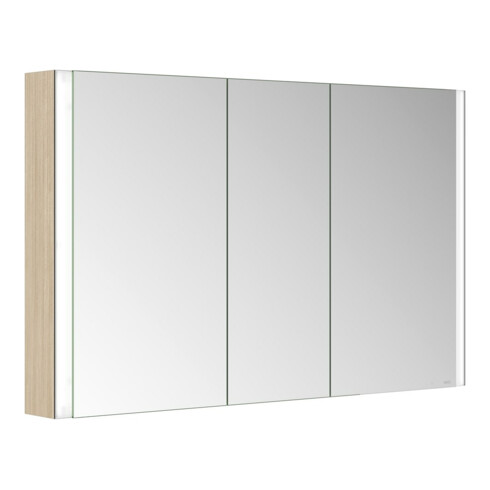 Keuco Spiegelschrank 3-türig Somaris 120x71x12,7cm, Vorbau, Eiche hell Dekor