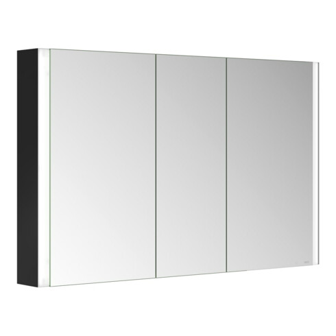 Keuco Spiegelschrank 3-türig Somaris 120x71x12,7cm, Wandvorbau, schwarz matt