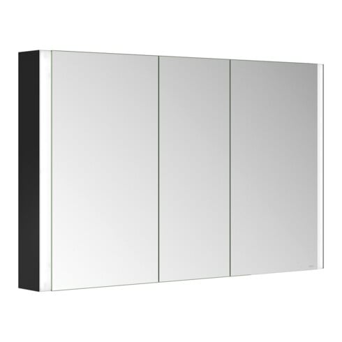 Keuco Spiegelschrank 3-türig Somaris 120x71x12,7cm, Wandvorbau, schwarz matt