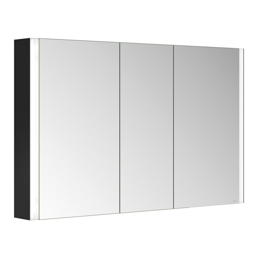 Keuco Spiegelschrank 3-türig Somaris 120x71x12,7cm, Wandvorbau, schwarz matt