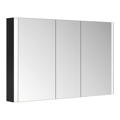 Keuco Spiegelschrank 3-türig Somaris 120x71x12,7cm, Wandvorbau, schwarz matt