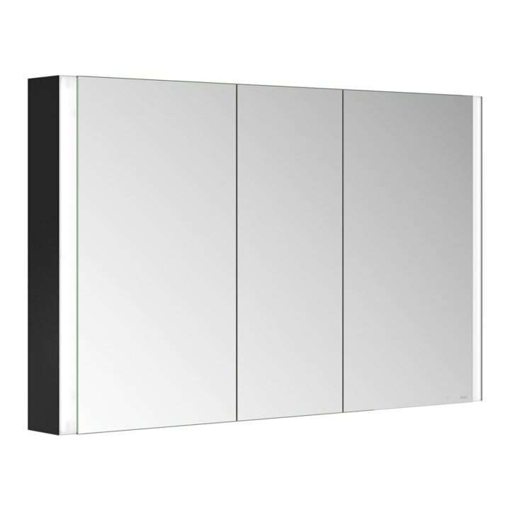 Keuco Spiegelschrank 3-türig Somaris 120x71x12,7cm, Wandvorbau, schwarz matt