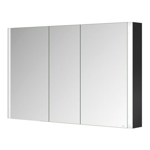 Keuco Spiegelschrank 3-türig Somaris 120x71x12,7cm, Wandvorbau, schwarz matt