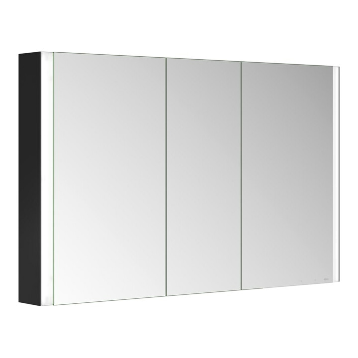 Keuco Spiegelschrank 3-türig Somaris 120x71x12,7cm, WV, Spiegel-Hz., sw ma
