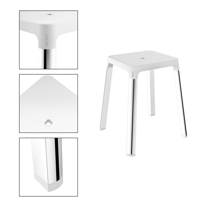 Keuco Tabouret AXESS Assise 338 mm, chromé/blanc