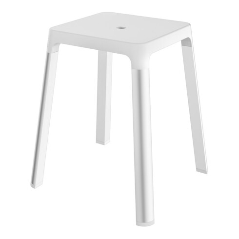 Keuco Tabouret AXESS Assise 338mm, alu argenté anodisé/blanc