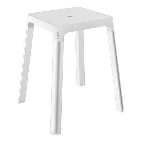 Keuco Tabouret AXESS Assise 338mm, alu argenté anodisé/blanc