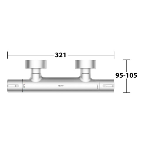 Keuco Thermostat-Brausemischer Plan blue AP, Aluminium-finish