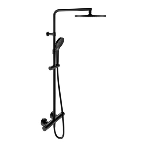 Keuco Thermostat-Brausemischer Plan blue Aufputz, mit Kopfbrause, schwarz-matt