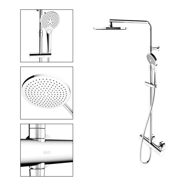 Keuco Thermostat mit douchette Plan blue apparent, avec pomme de tête, chromé