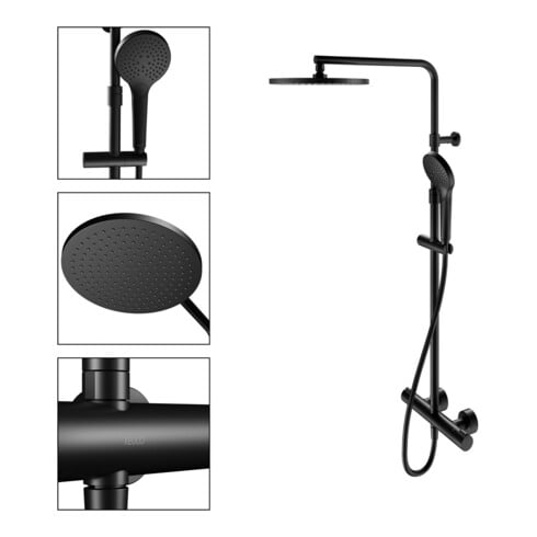 Keuco Thermostat mitiguer douche Plan blue apparent, avec pomme de tête, noir mat
