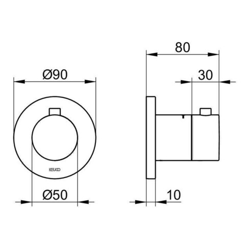 Keuco Thermostatarmatur IXMO DN 15, UP Rosette rund verchromt