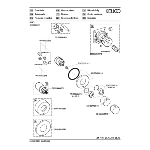 Keuco Thermostatarmatur IXMO DN 15, UP Rosette rund verchromt