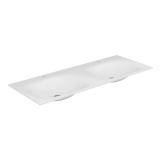 Keuco Varicor double vasque Edition 11 arctique blanc mat, 210x53,5cm, avec 2x1 trou robinet et trop-plein