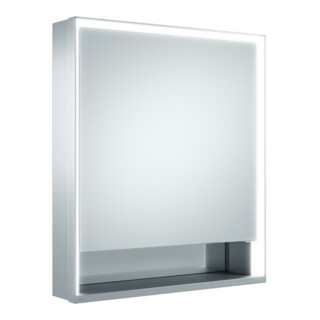 Keuco Vis à aggloméré porte courte Royal Lumos 65x73,5x13cm, côté gauche, en applique, argent anodisé