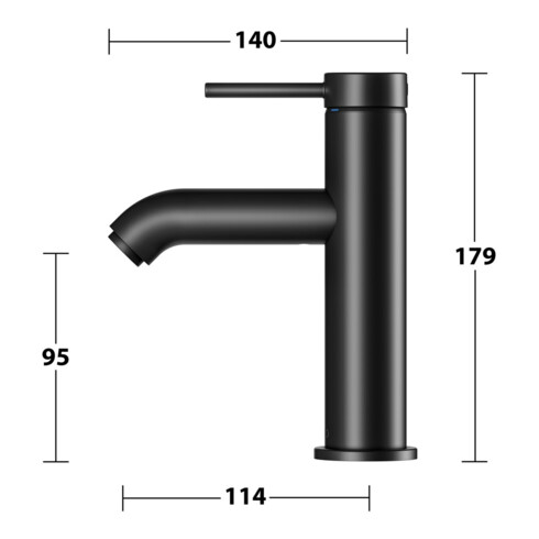Keuco Waschtisch-Einhebelmischer 100 IXMO Soft Ausl. 114mm, o. Abl-Garnitur, sw matt