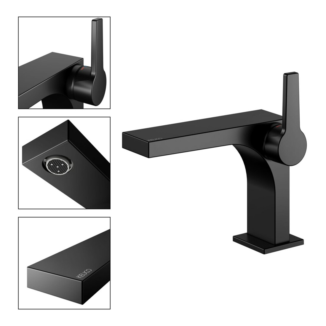 Keuco Waschtisch-Einhebelmischer 110 Edition 11 Ausl. 136mm, o. Abl.garn, schwarz matt