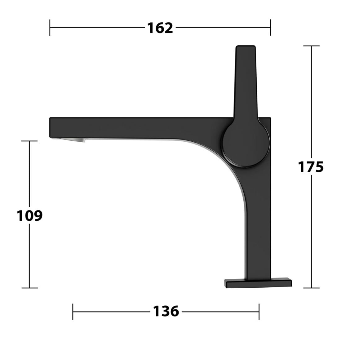 Keuco Waschtisch-Einhebelmischer 110 Edition 11 Ausl. 136mm, o. Abl.garn, schwarz matt