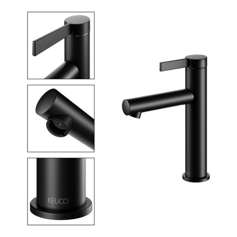 Keuco Waschtisch-Einhebelmischer 130 IXMO Pure A 125mm, o. Abl-Garnitur, Ros. rd, sw m