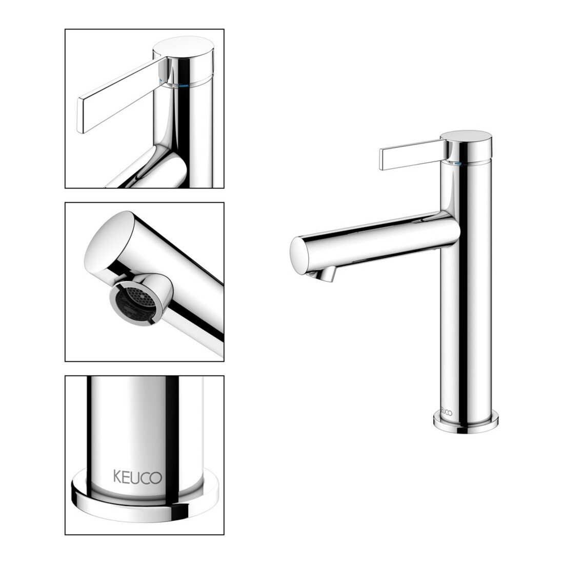 Keuco Waschtisch-Einhebelmischer 130 IXMO Pure A 125mm, o ALG, Ros. rd, verchromt