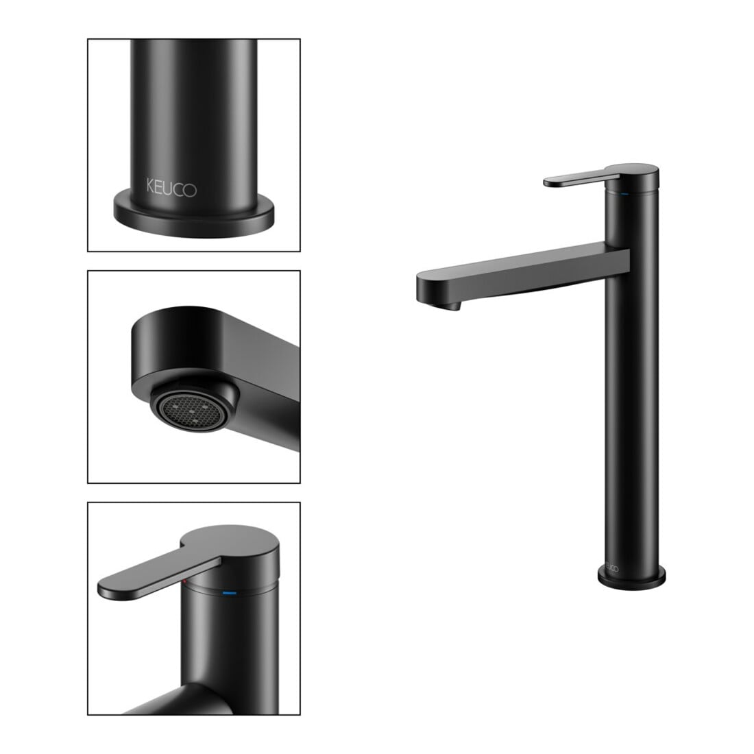 Keuco Waschtisch-Einhebelmischer 210 IXMO Flat Ausl. 159mm, o. Abl.garn, schwarz matt