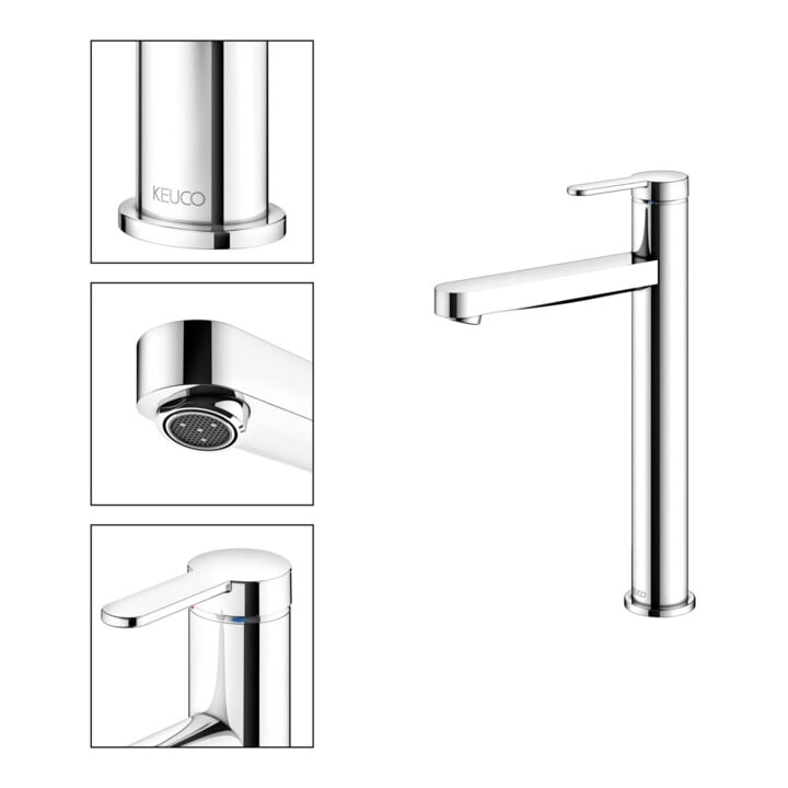 Keuco Waschtisch-Einhebelmischer 210 IXMO Flat Ausl. 159mm, o. Abl.garn, verchromt