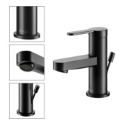 Keuco Waschtisch-Einhebelmischer 60 IXMO Flat Ausl. 89mm, m Abl.garn, schwarz matt-5