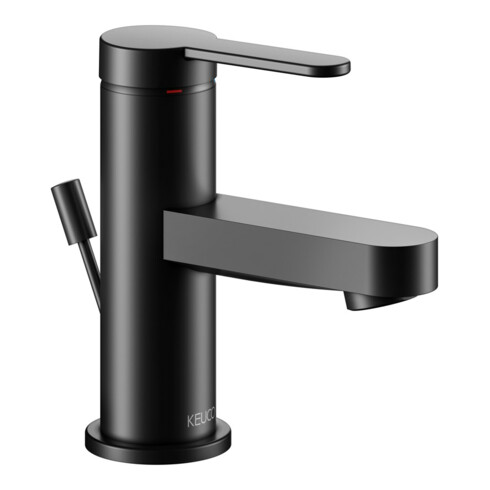 Keuco Waschtisch-Einhebelmischer 60 IXMO Flat Ausl. 89mm, m Abl.garn, schwarz matt
