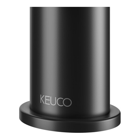 Keuco Waschtisch-Einhebelmischer 60 IXMO Flat Ausl. 89mm, m Abl.garn, schwarz matt