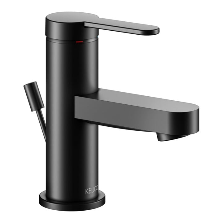 Keuco Waschtisch-Einhebelmischer 60 IXMO Flat Ausl. 89mm, m Abl.garn, schwarz matt