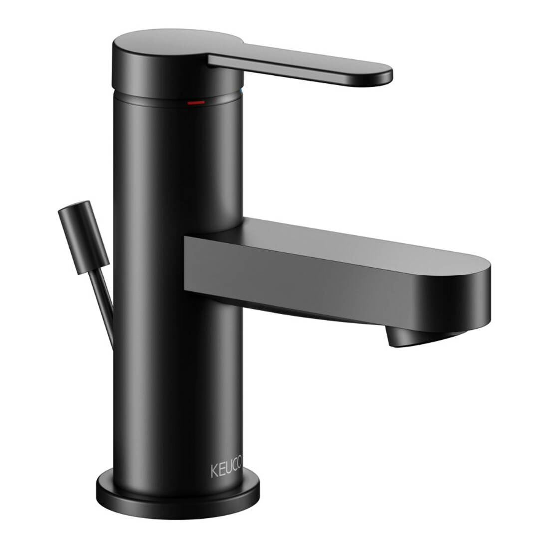 Keuco Waschtisch-Einhebelmischer 60 IXMO Flat Ausl. 89mm, m Abl.garn, schwarz matt