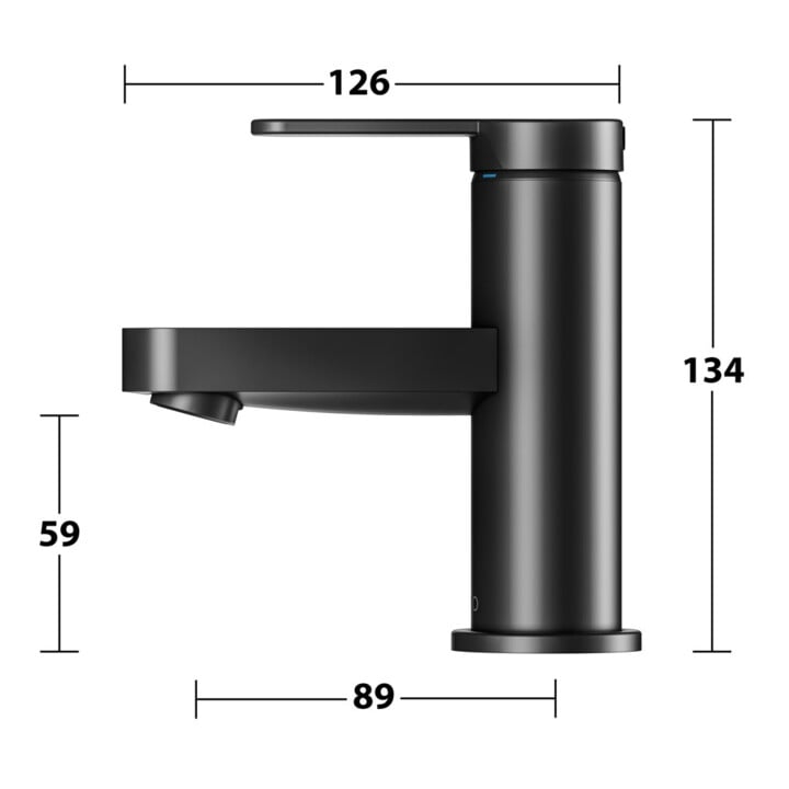 Keuco Waschtisch-Einhebelmischer 60 IXMO Flat Ausl. 89mm, o. Abl.garn, schwarz matt