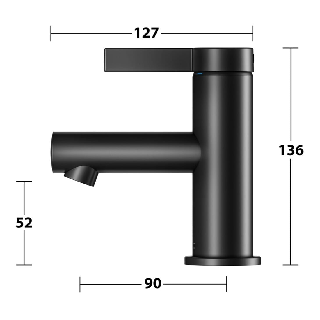 Keuco Waschtisch-Einhebelmischer 60 IXMO Pure Ausl. 90mm, o. Abl-Garnitur, sw matt