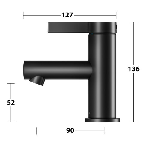 Keuco Waschtisch-Einhebelmischer 60 IXMO Pure Ausl. 90mm, o. Abl-Garnitur, sw matt