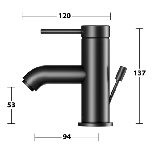 Keuco Waschtisch-Einhebelmischer 60 IXMO Soft Ausl. 94mm, m Abl-Garnitur, schwarz matt