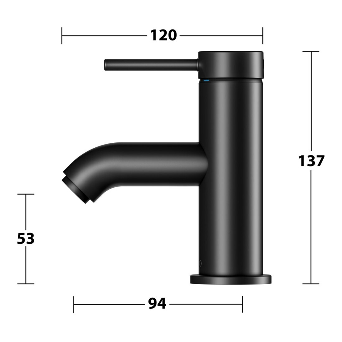 Keuco Waschtisch-Einhebelmischer 60 IXMO Soft Ausl. 94mm, o. Abl-Garnitur, sw matt