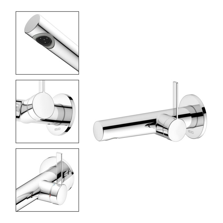 Keuco Waschtisch-Einhebelmischer IXMO Ausl. 187mm, vc, Wandmont., rd Rosette