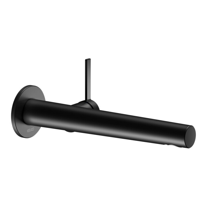 Keuco Waschtisch-Einhebelmischer IXMO Pure Ausl. 243mm, sw matt, Wandmont., rd Ros.
