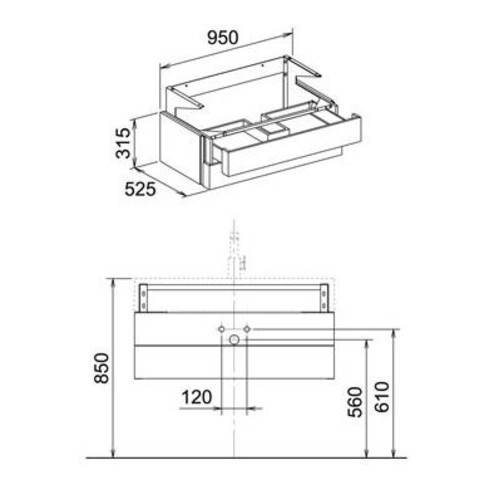 Keuco Waschtischunterbau EDITION 300 950 x 315 x 525 mm sahara/Eiche Furnier