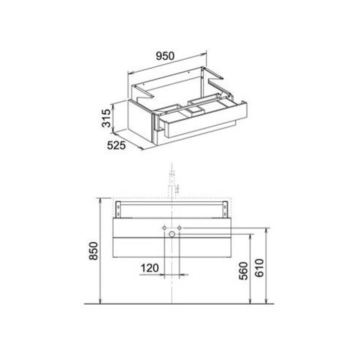 Keuco Waschtischunterbau EDITION 300 950 x 315 x 525 mm sahara/Eiche Furnier